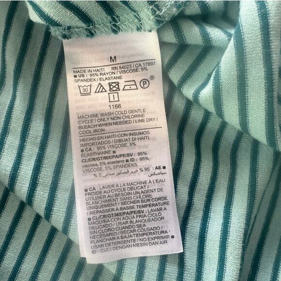 Old Navy Luxe Medium Green Stripe Sleeveless Tank Top Rayon Spandex - Picture 4 of 7